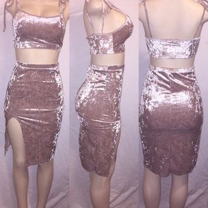 Tan Colored Velvet 2 Piece